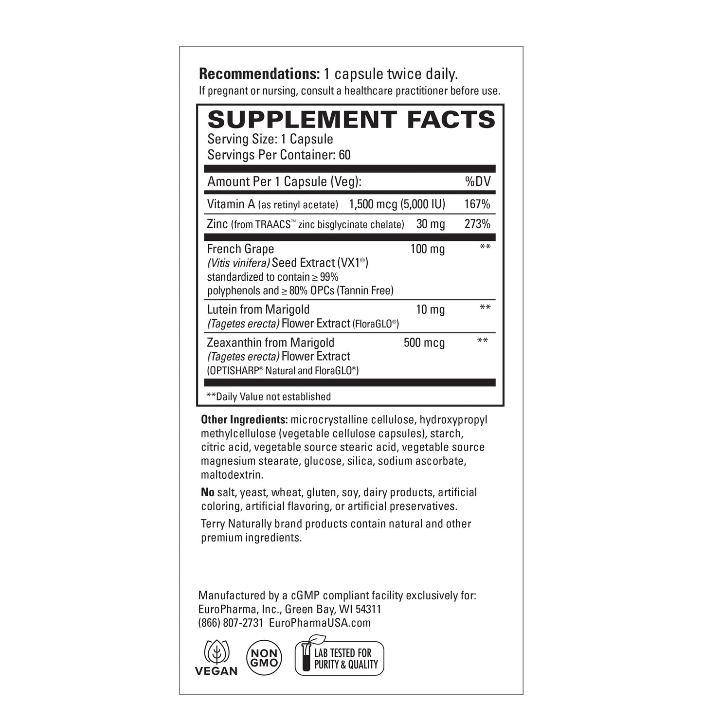 Terry Naturally, Healthy Night Vision, 60 Capsules, by EuroPharma