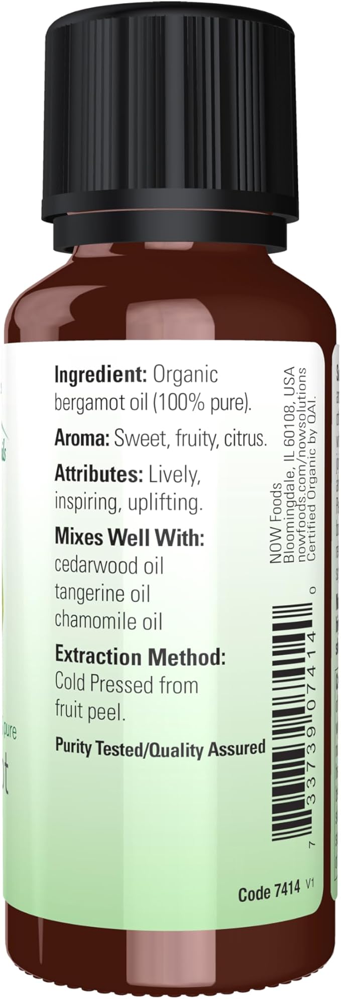Organic Bergamot Oil, 1 fl oz (30 ml) by NOW