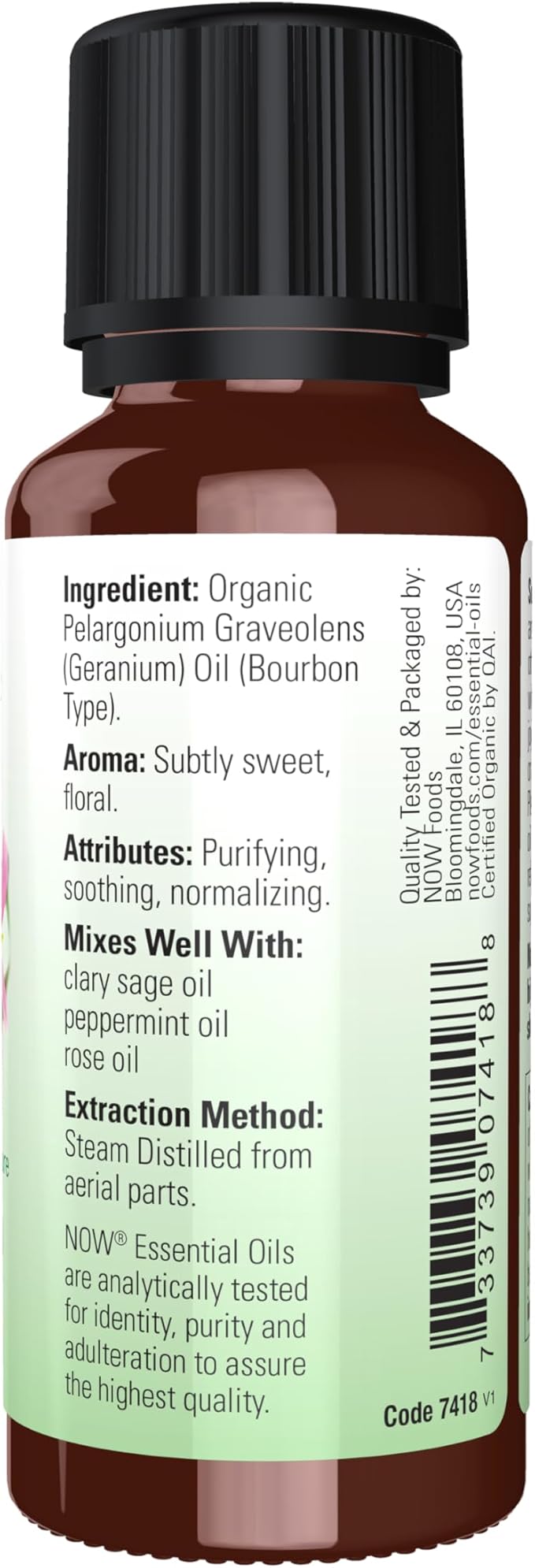 Organic Geranium Oil, 1 fl. oz.(30 ml) by NOW