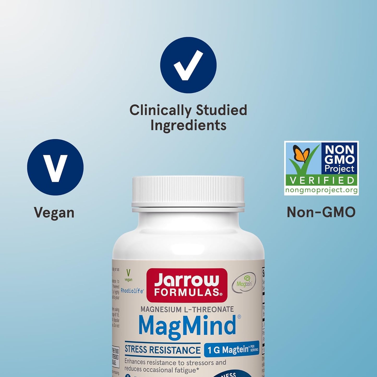 Vegan MagMind, Stress Resistance, 60 Veggie Capsules by Jarrow Formulas,