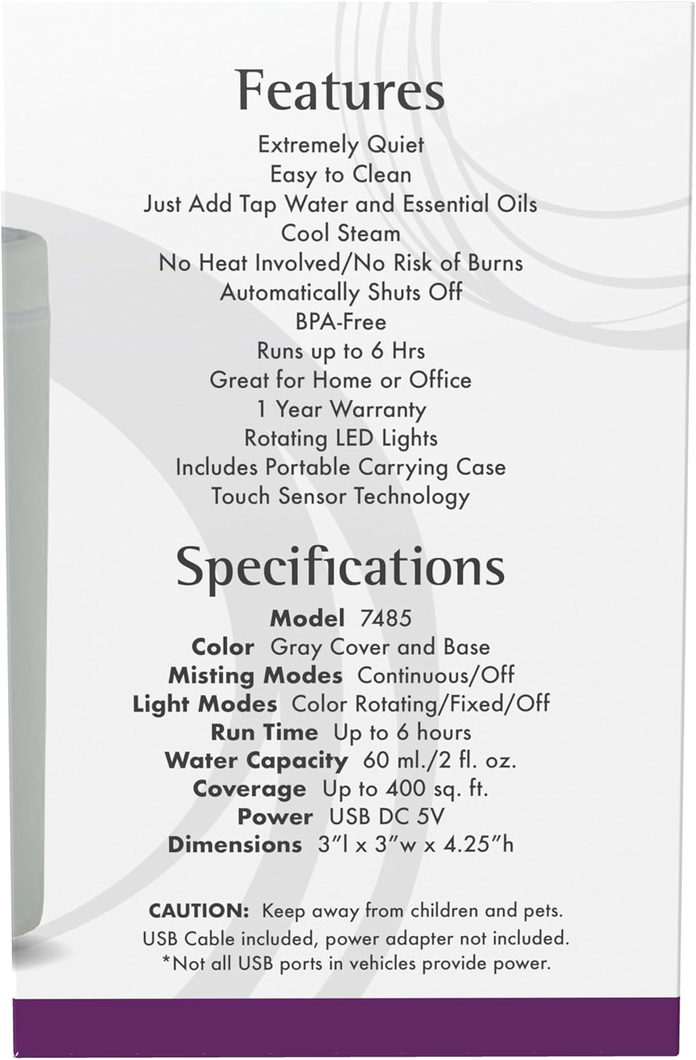 Portable USB Ultrasonic Oil Diffuser by NOW