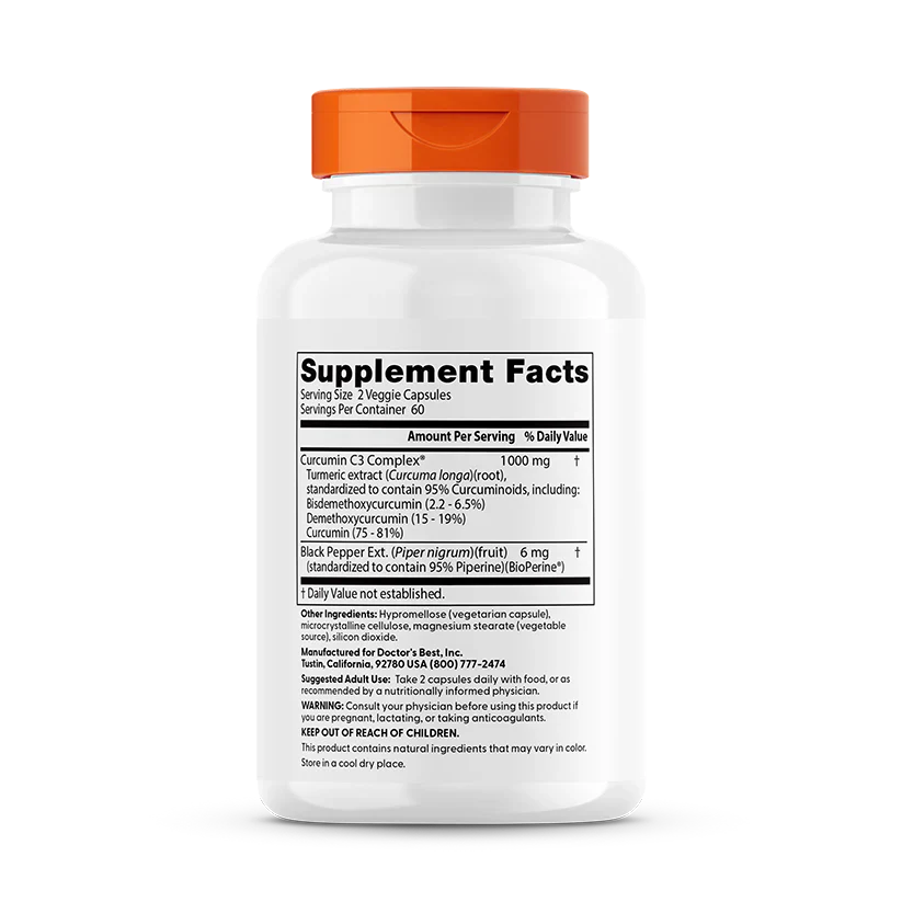 Best High Absorption Curcumin from Turmeric Root, 1000 mg Per Serving, 120 Veggie Caps