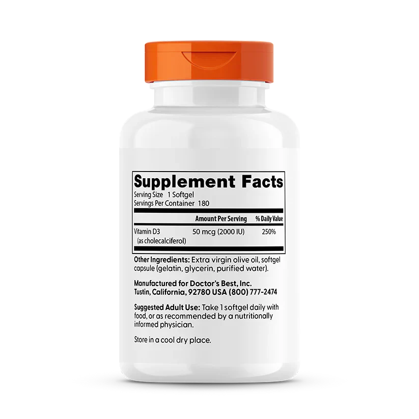Vitamin D3 50 mcg (2000 IU) 180 Softgels