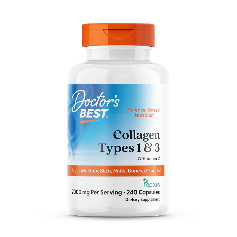 Collagen Types 1 and 3 with Peptan and Vitamin C, 125 mg, 240 Capsules