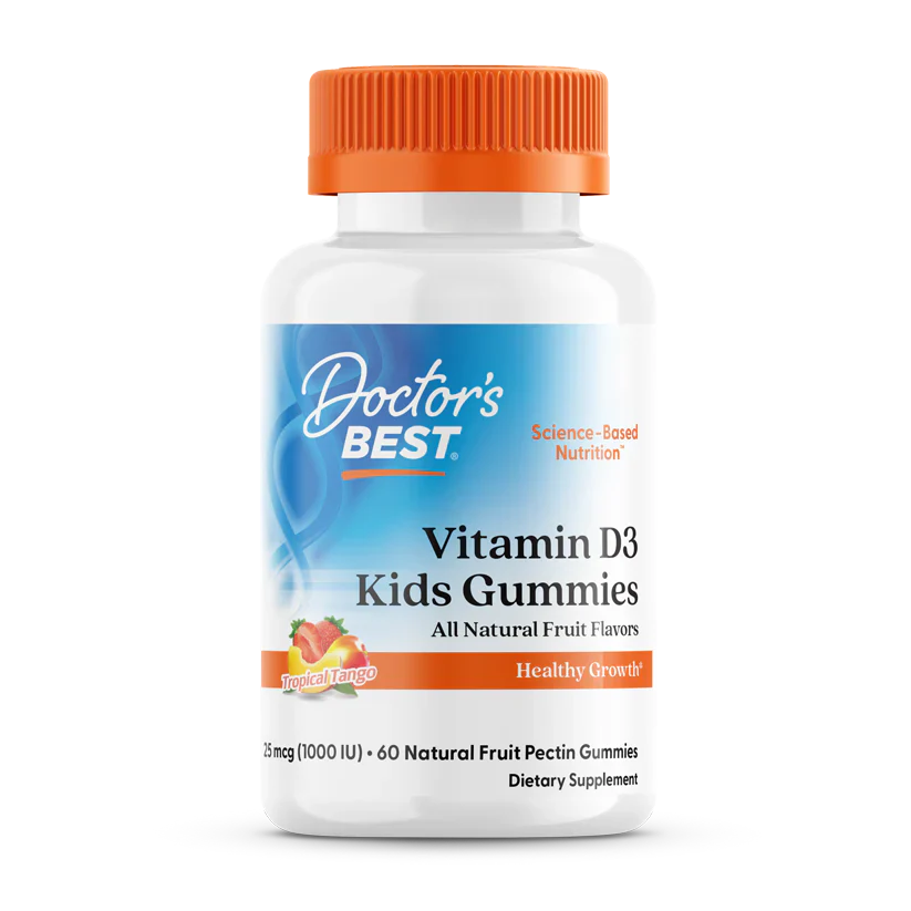 Doc's Kids Vitamin D3 Gummies, All Natural Fruit, 25 mcg (1,000 IU), 60 Gummies, by Doctor's Best