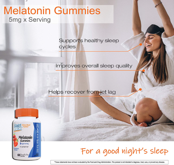 Melatonin Gummies, 2.5 mg, Strawberry Delight, 60 Natural Fruit Pectin Gummies, by Doctor's Best