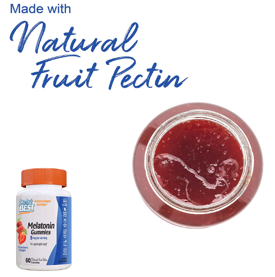 Melatonin Gummies, 2.5 mg, Strawberry Delight, 60 Natural Fruit Pectin Gummies, by Doctor's Best