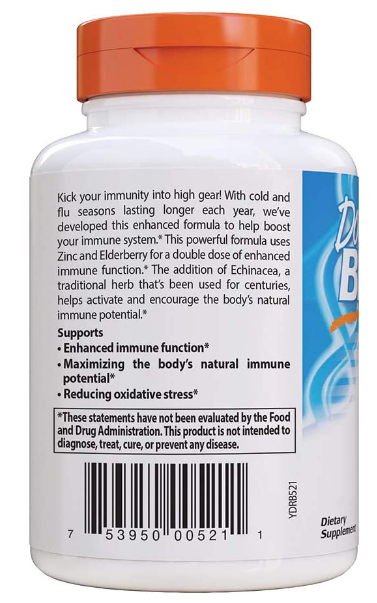 Immune Booster with Echinacea, Elderberry & Zinc, 120 Veggie Caps, by Doctor's Best