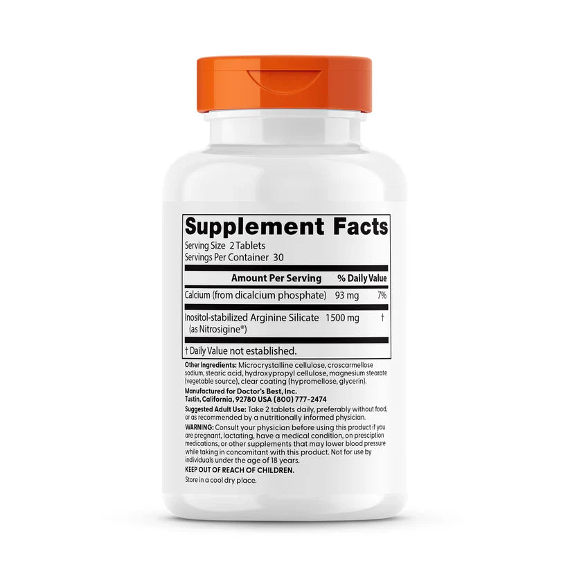 Doctor's Best Fast Acting Arginine Complex, 1500 mg Per Serving, 60 Tablets