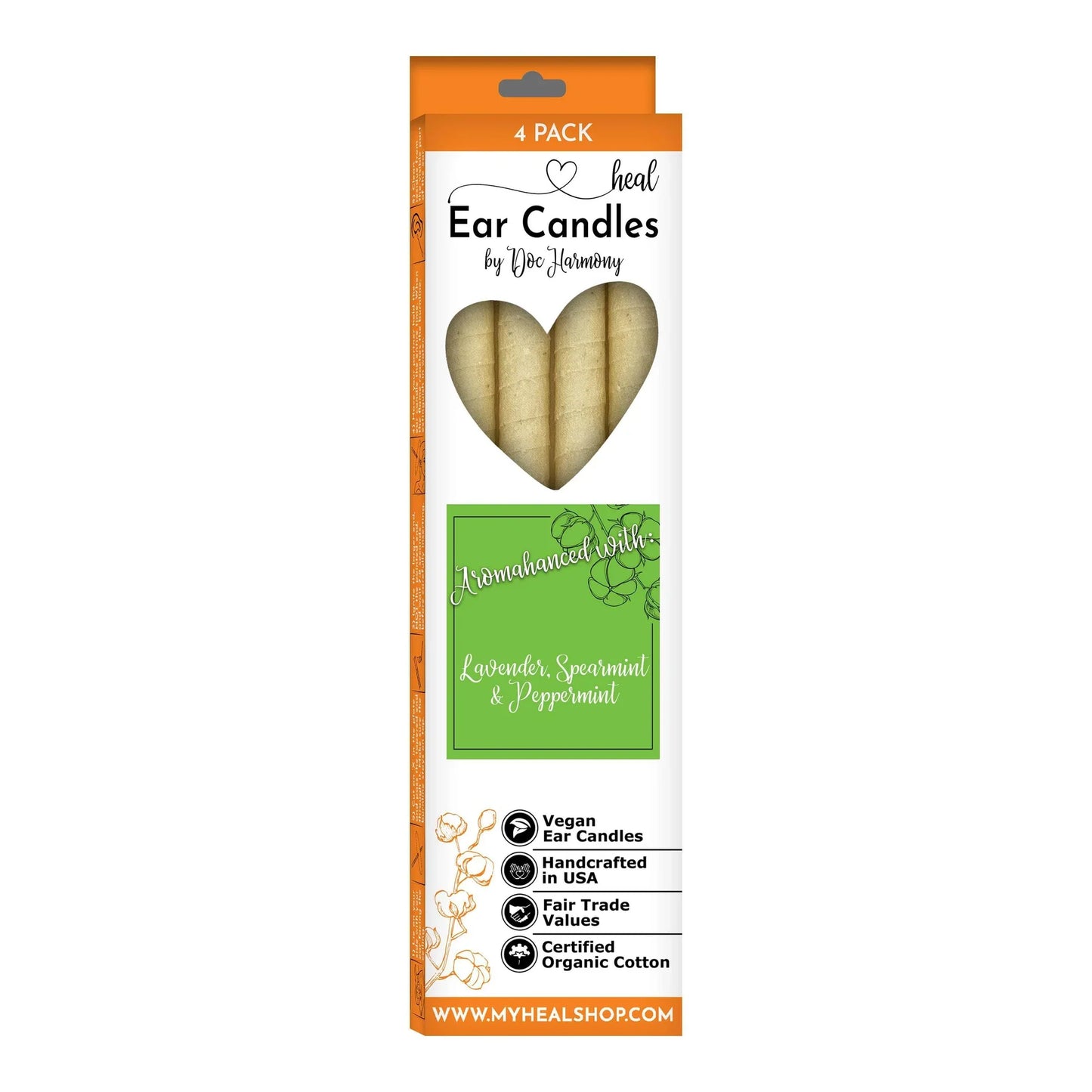 Lavender, Spearmint & Peppermint Ear Candles - 4 Pack