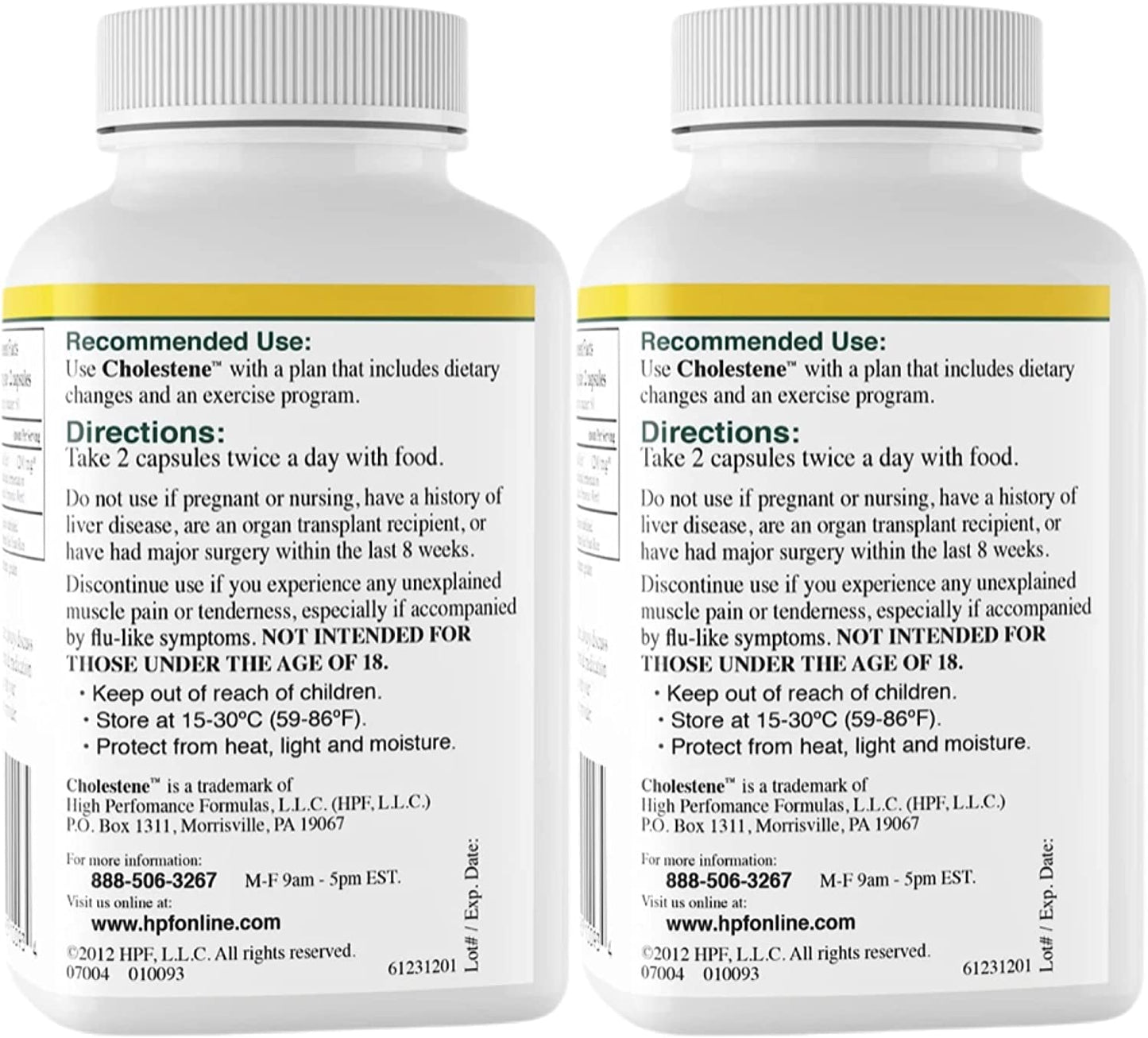 HPF Cholestene Red Yeast Rice 120 Capsules 2 pack - 2023