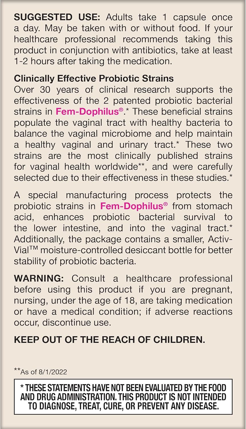 Women's Fem-Dophilus Shelf Stable 60 Veggie Caps