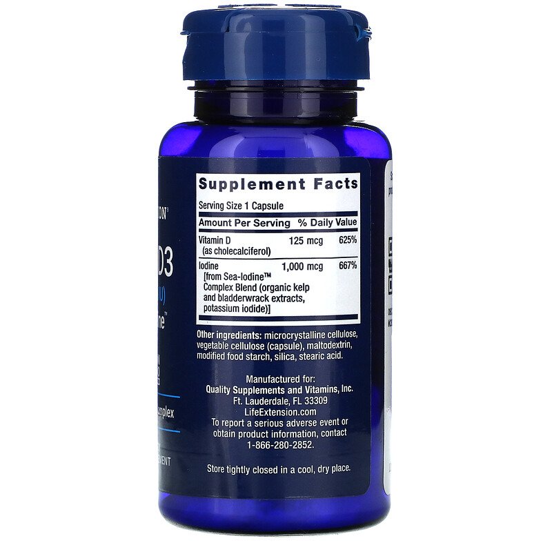 Vitamin D3 with Sea-Iodine 5,000 IU 60 Caps by Life Extension best price