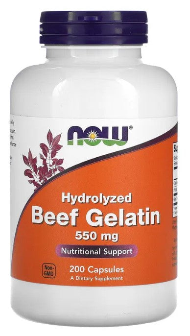 Beef Gelatin 550 mg 200 Capsules, by NOW