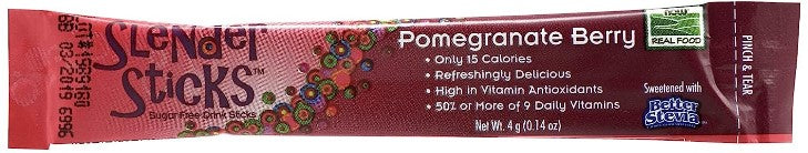 Slender Sticks, Pomegranate Berry, 12 Sticks 48g/Box (1.7 oz), by Now Real Food
