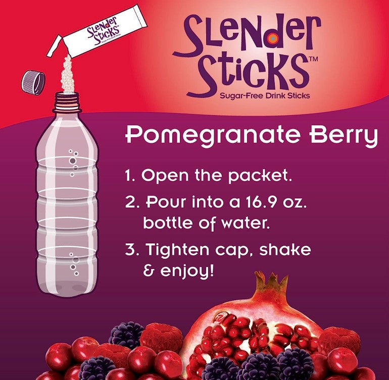 Slender Sticks, Pomegranate Berry, 12 Sticks 48g/Box (1.7 oz), by Now Real Food