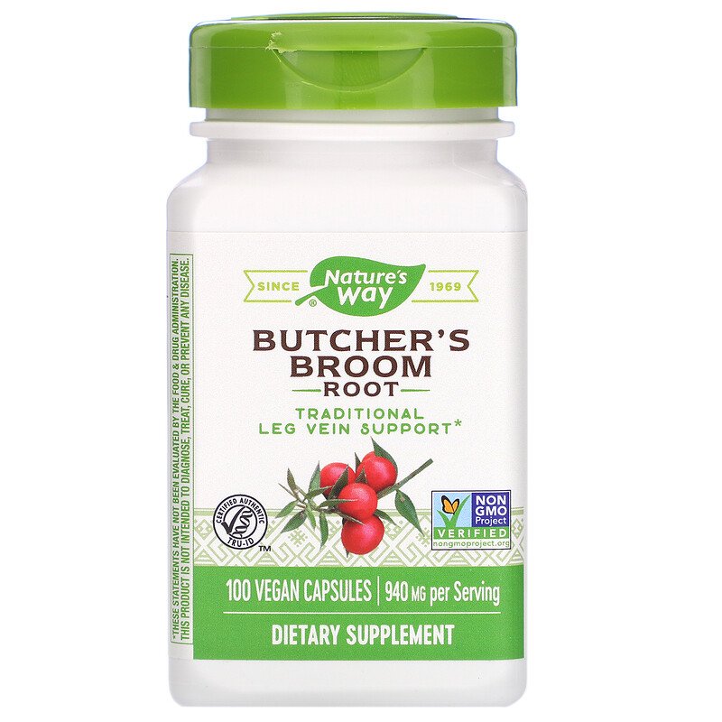 Butcher's Broom 470 mg 100 Vegetarian Capsules by Nature's Way