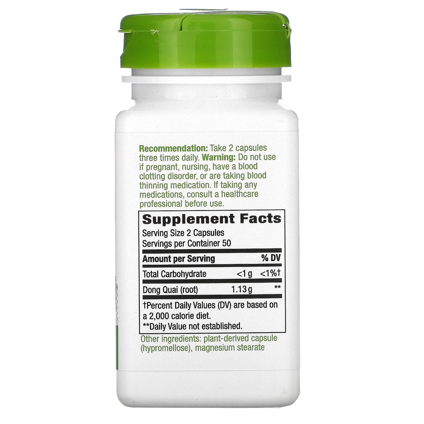 Dong Quai Root 565 mg 100 Vegetarian Capsules by Nature's Way