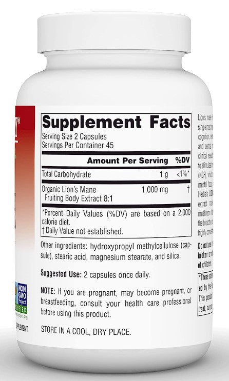 Lion's Mane, 1,000 mg 90 Vegan Capsules, by Planetary Herbals