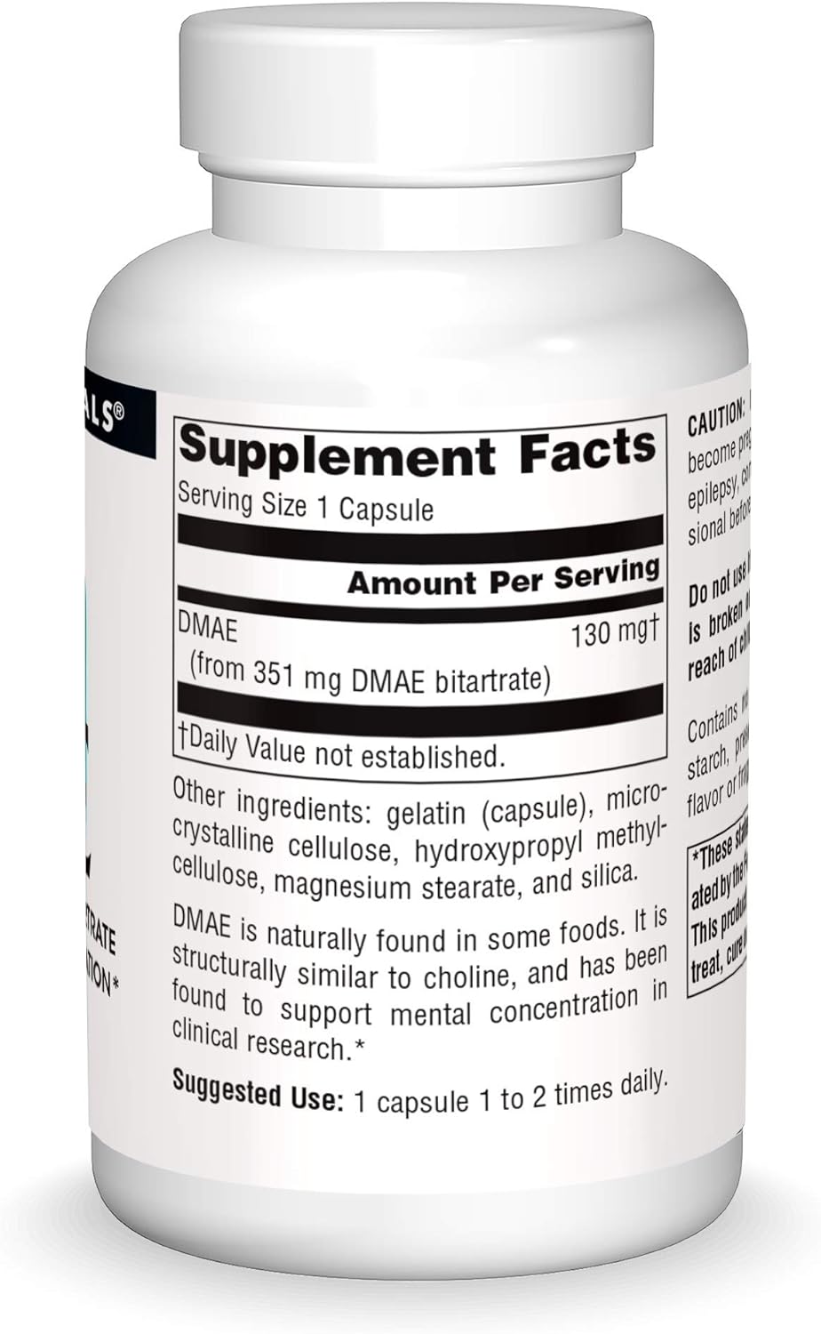 DMAE Bitartrate 351mg 100 Caps by Source Naturals