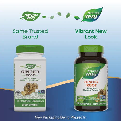 Ginger Root 550 mg 180 Vegetarian Capsules by Nature's Way