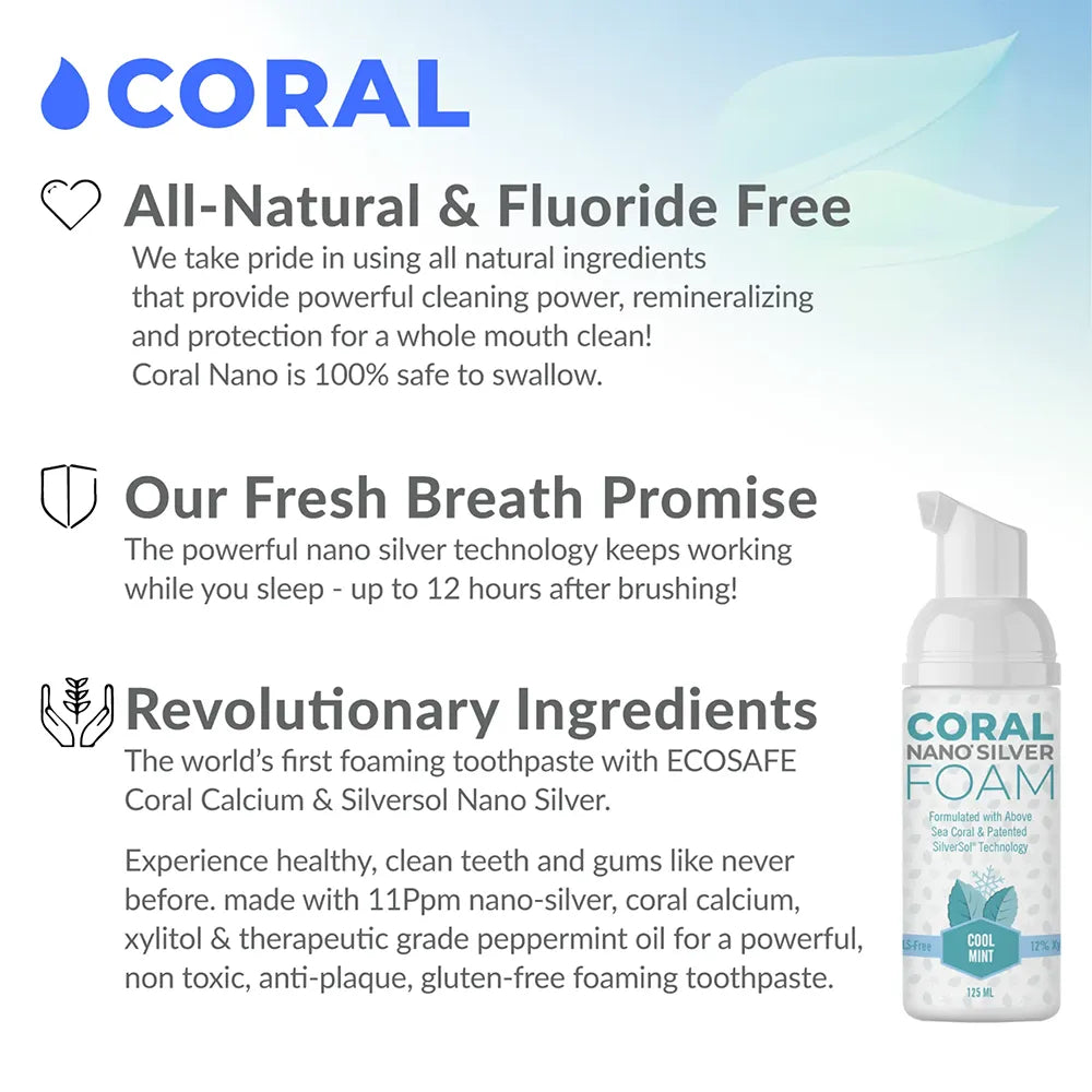 Nano Silver Foaming Toothpaste Mint - (4.2 fl. oz.) 125ml By Coral