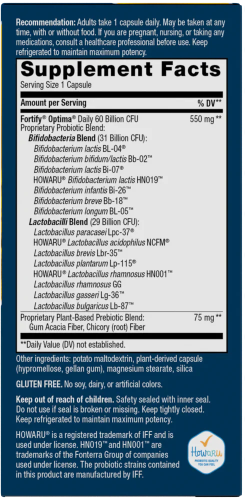 Fortify® Optima® Advanced Care 60 Billion Probiotic + Prebiotics, 30 Capsules, by Nature's Way