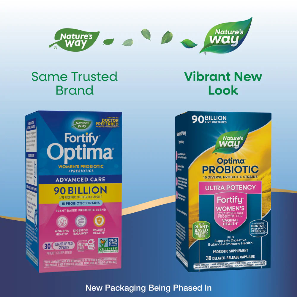 Fortify Optima Women's Probiotic + Prebiotics Ultra Potency 90 Billion 30 Delayed-Release Capsules By Nature's Way