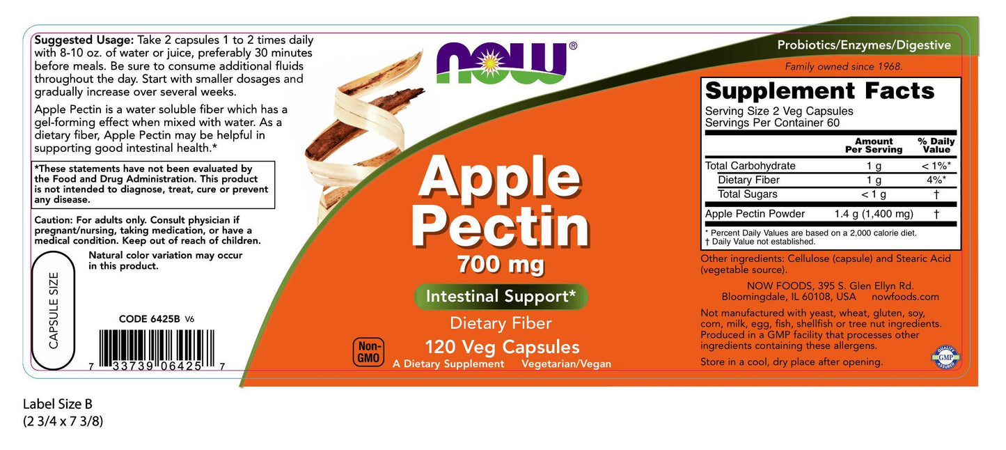 Apple Pectin 700 mg 120 Capsules | By Now Foods - Best Price