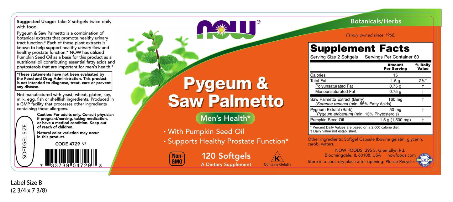 Pygeum & Saw Palmetto 120 Sgels by NOW - 2 pack