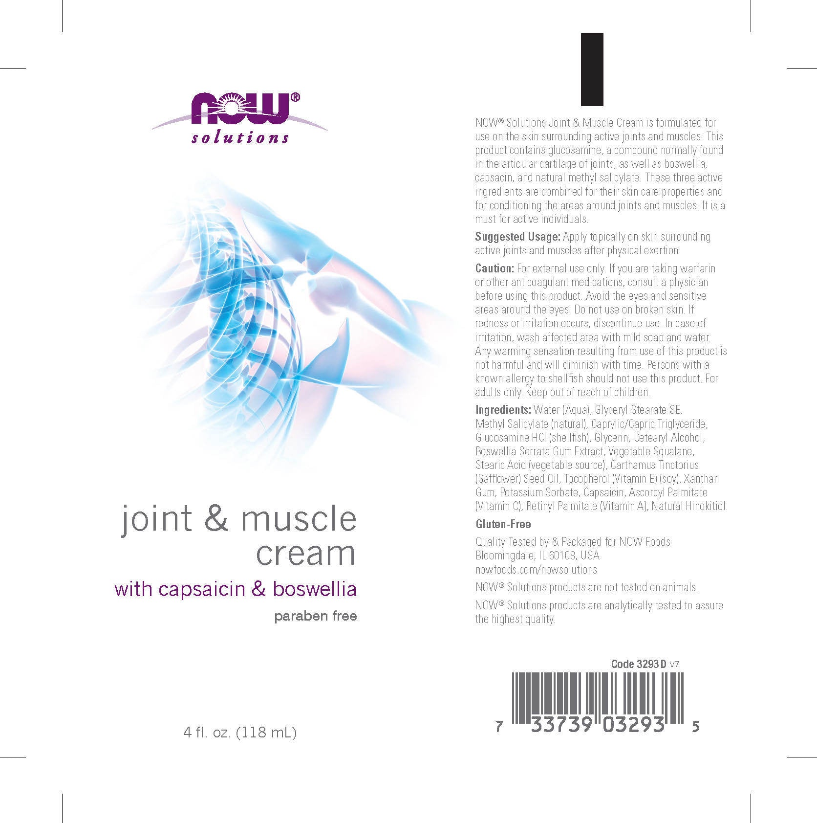 Now Solutions - Joint & Muscle Cream 4 oz (118 ml)