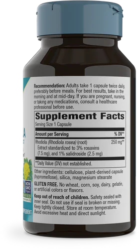 Rhodiola Rosea Standardized 60 Veg Capsules