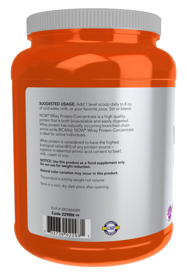 Whey Protein Concentrate Powder Unflavored 1.5 lb (680 g), NOW Sports