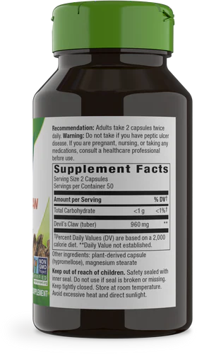Devil's Claw Secondary Root 480 mg 100 Vegetarian Capsules