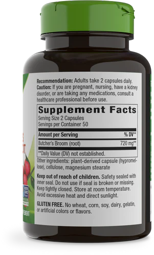 Butcher's Broom 360 mg 100 Vegetarian Capsules by Nature's Way
