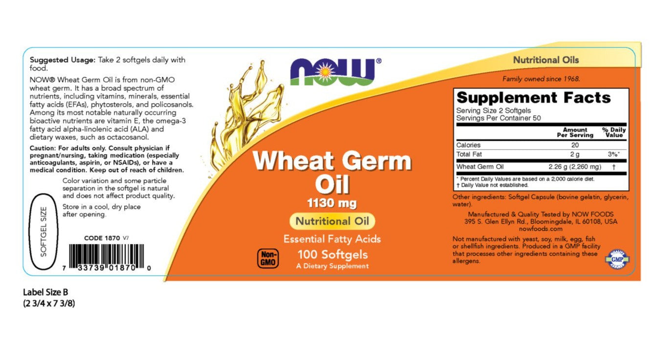 Wheat Germ Oil 1130 mg 100 Softgels