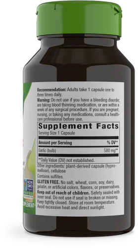 Garlic Bulb 580 mg 100 Vegetarian Capsules by Nature's Way