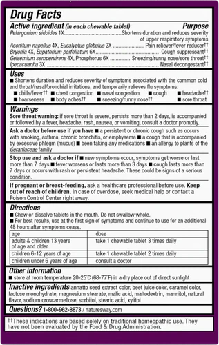 Umcka Cold+Flu Berry Flavor 20 Chewable Tablets