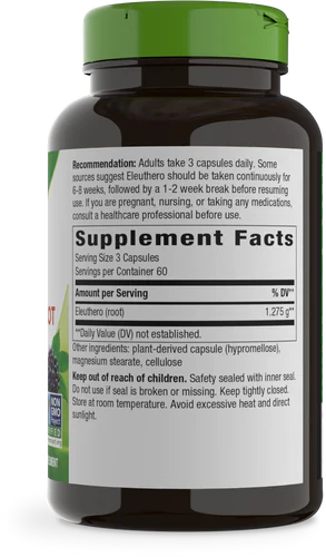 Siberian Eleuthero, Root, 425 mg, 180 Vegan Capsules by Nature's Way
