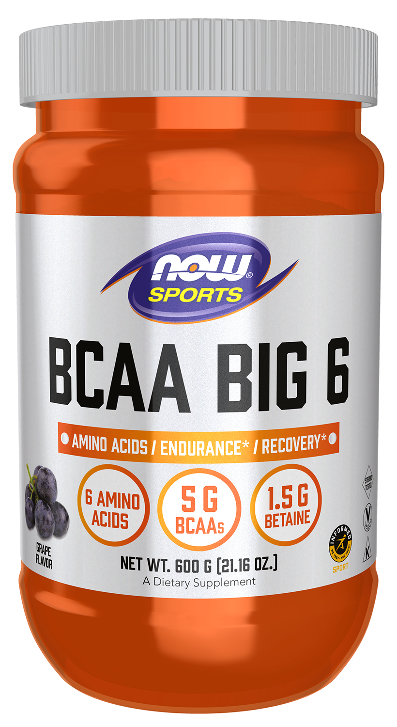 BCAA Big 6, Grape Flavor Powder - 600 g by NOW