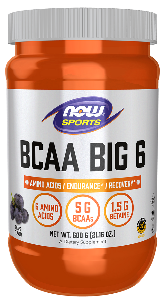 BCAA Big 6, Grape Flavor Powder - 600 g by NOW