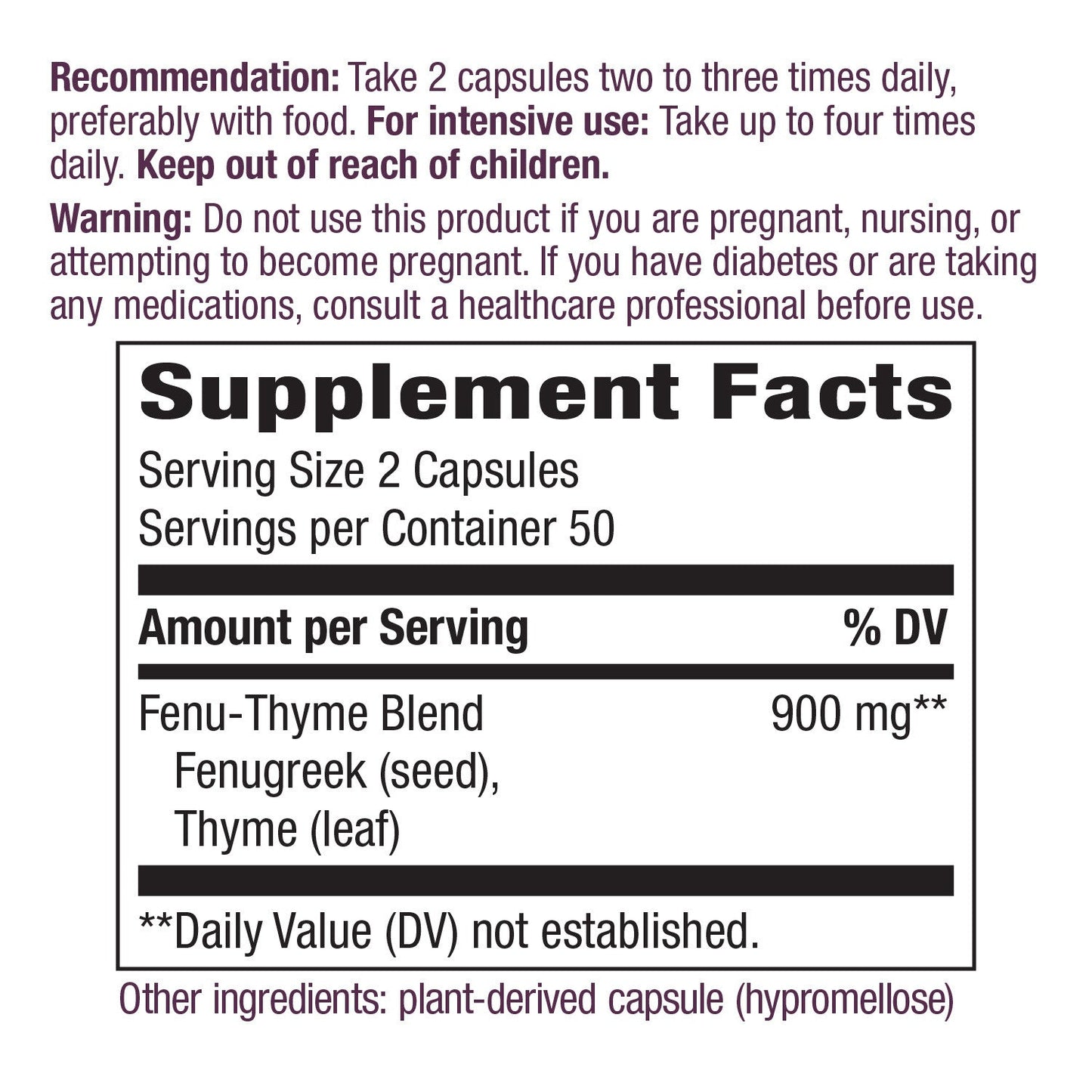 Fenu-Thyme 450 mg 100 Vegetarian Capsules by Nature's Way best price