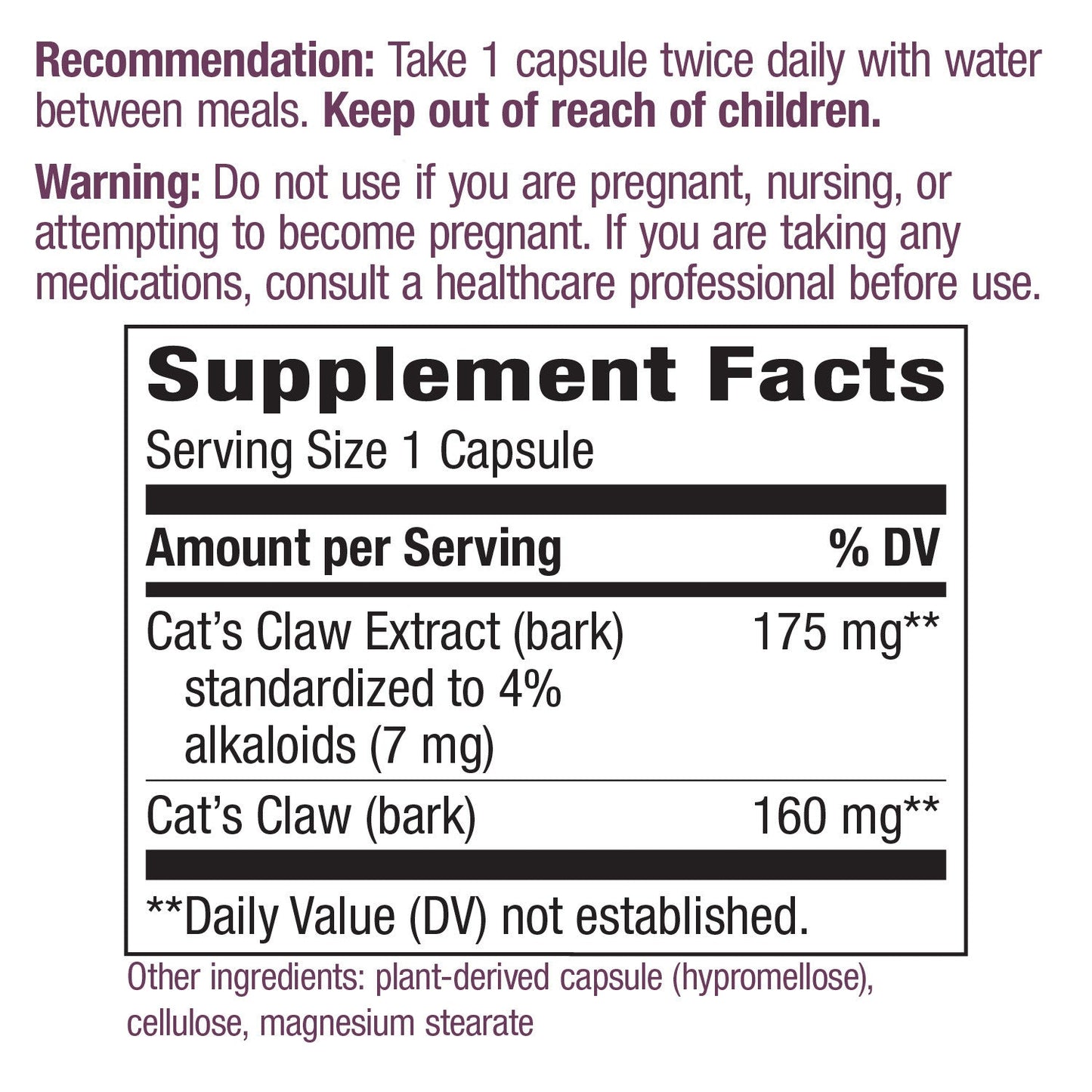 Cat's Claw Standardized 60 Vegetarian Capsules by Nature's Way best price