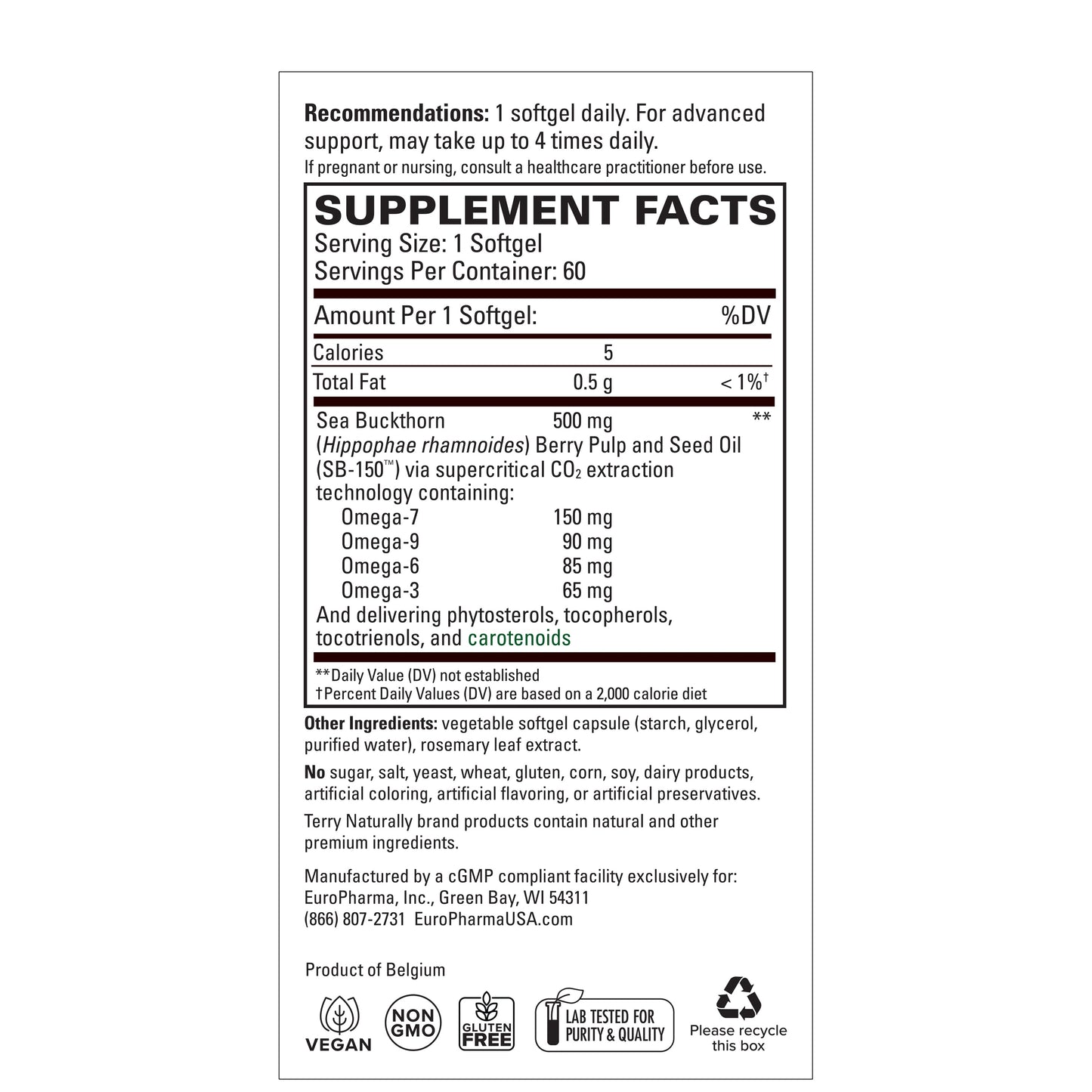 Terry Naturally Omega7 Eye Relief 60 Softgels