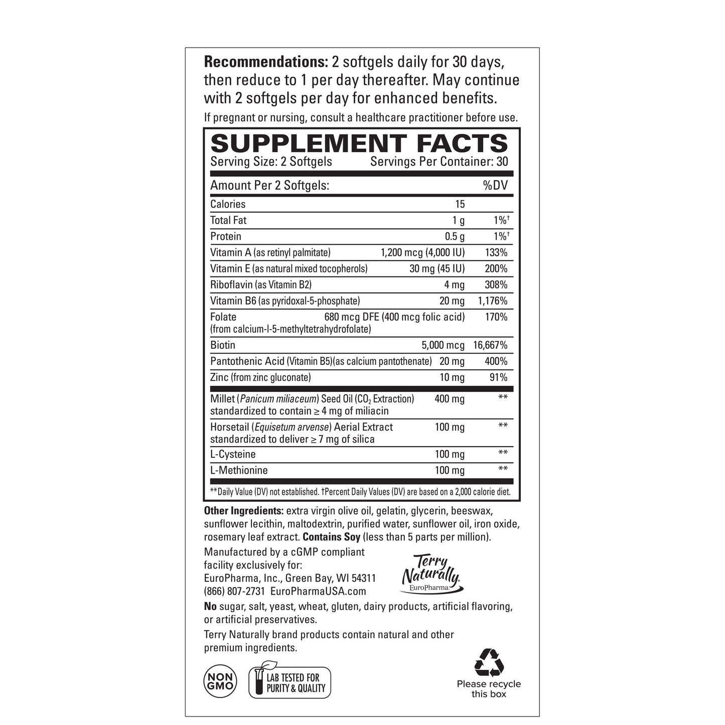 Terry Naturally Hair Renew Formula 60 Softgels
