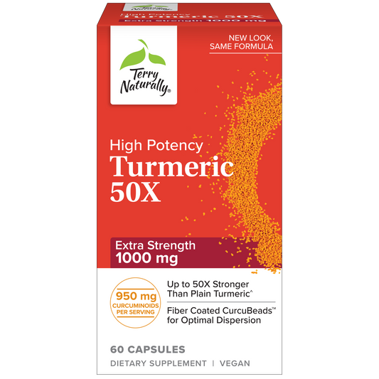 Terry Naturally, Extra Strength Turmeric 50X, High Potency Curcumin, 500 mg, 60 Capsules, by Europharma