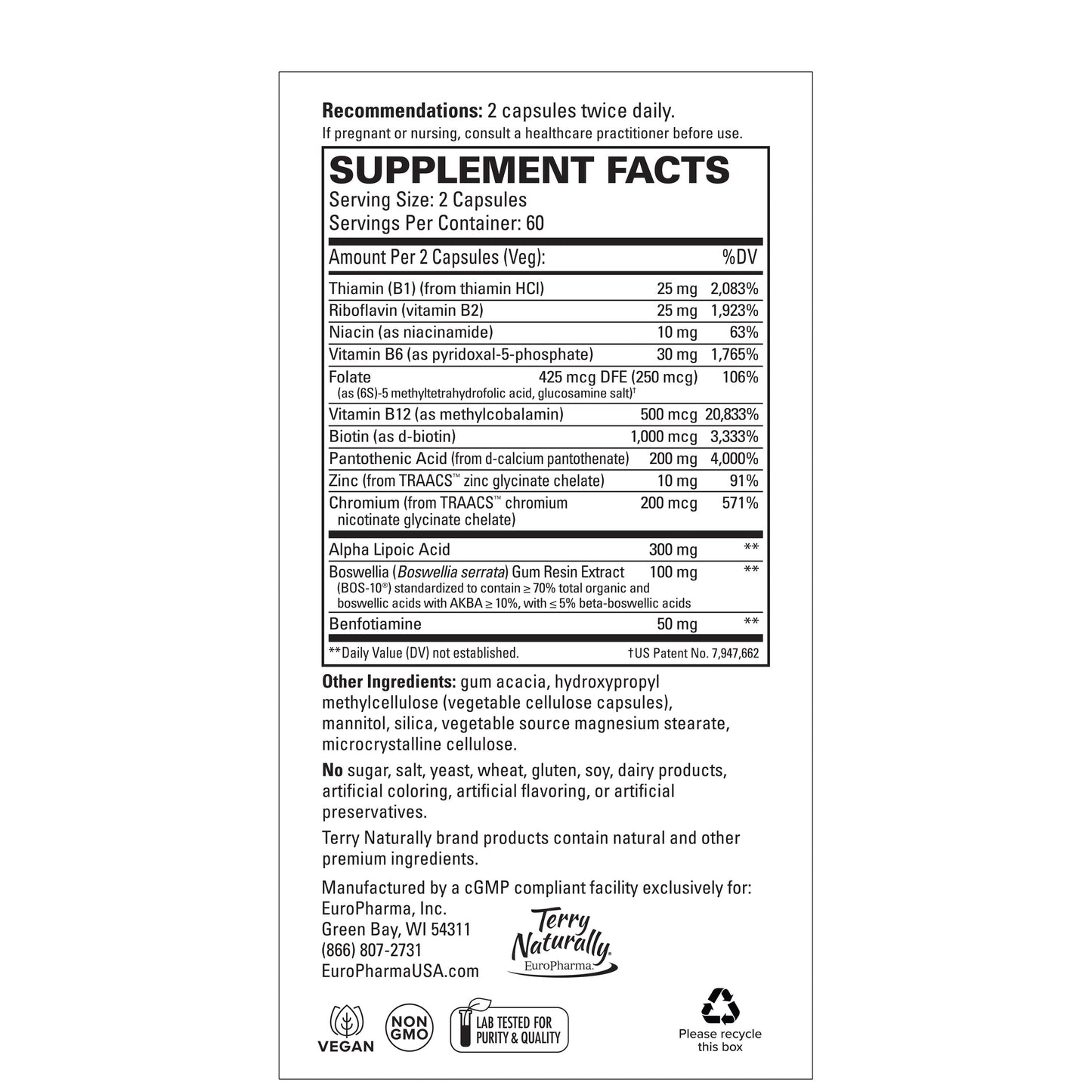 Terry Naturally Healthy Feet & Nerves 120 Capsules