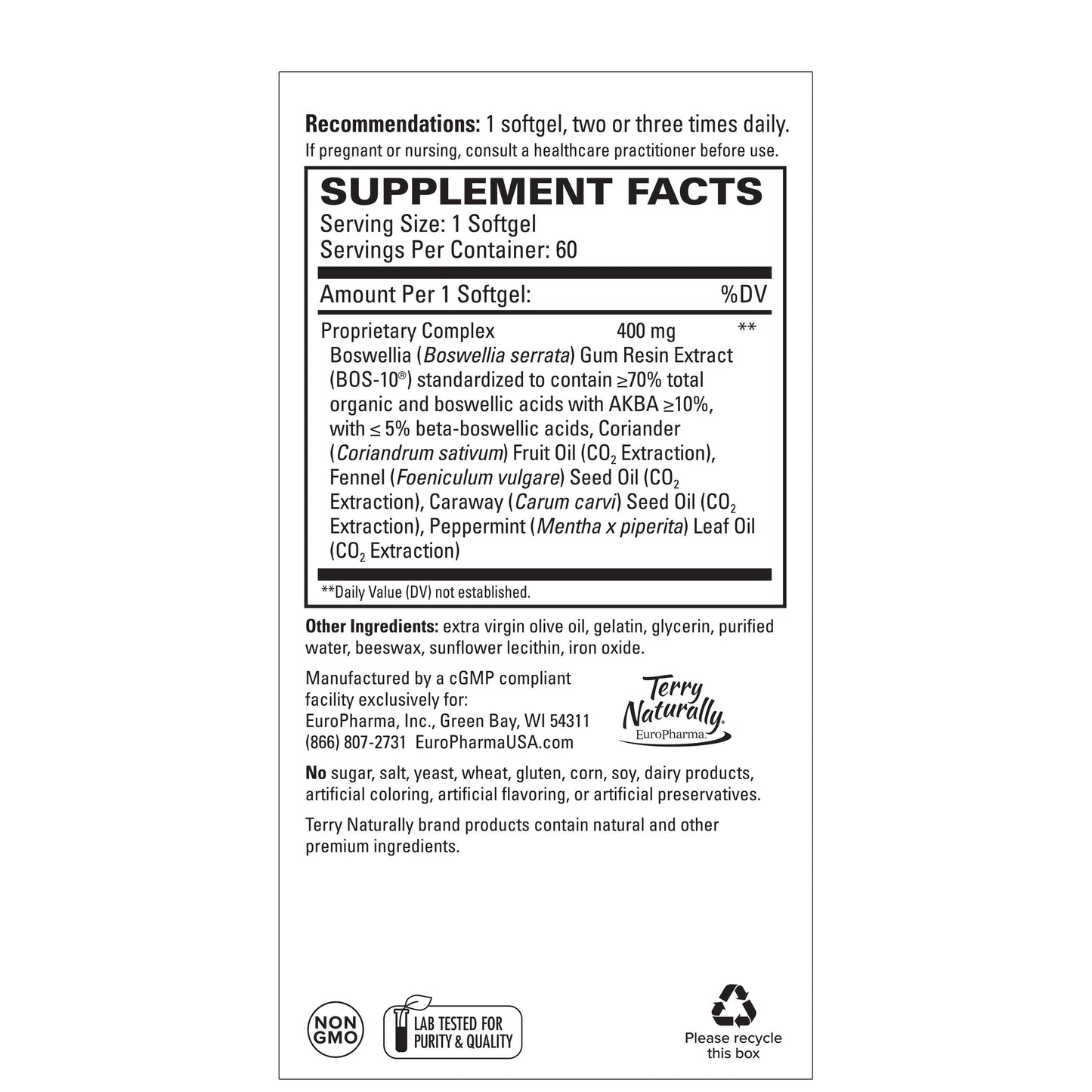 Terry Naturally BosMed Intestinal Bowel Support 60 Softgels
