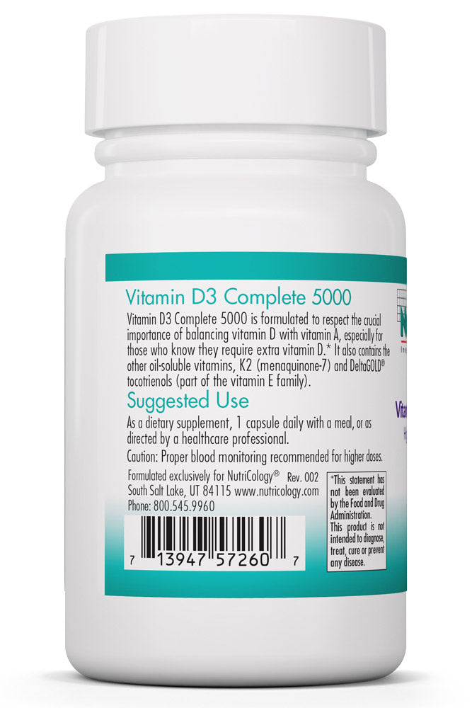 Vitamin D3 Complete 5000 60 Fish Gelatin Caps by Nutricology best price