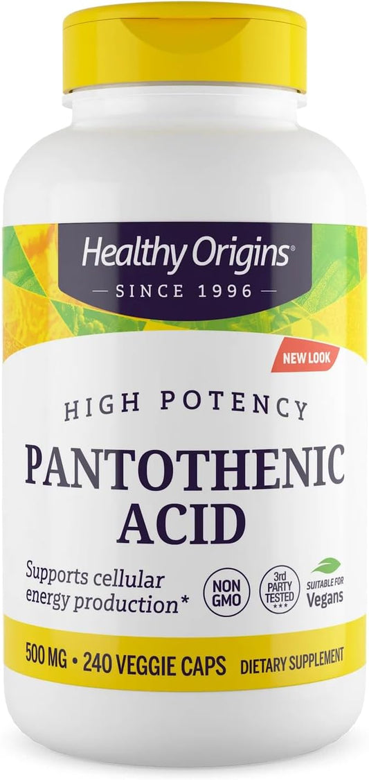 Pantothenic Acid 500mg 240 veggies caps by Healthy Origins